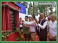 MLA SORENG CHAKUNG ACCOMPANIED BY POLITICAL SECRETARY TO HCM LAYS THE FOUNDATION STONE FOR THE CONSTRUCTION OF INDOOR GYMNASIUM BUILDING AT SORENG ON 20.09.2019